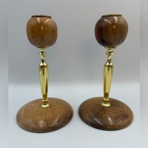 A Pair of Vintage The House of Myrtlewood Oregon Candle Stick Holder